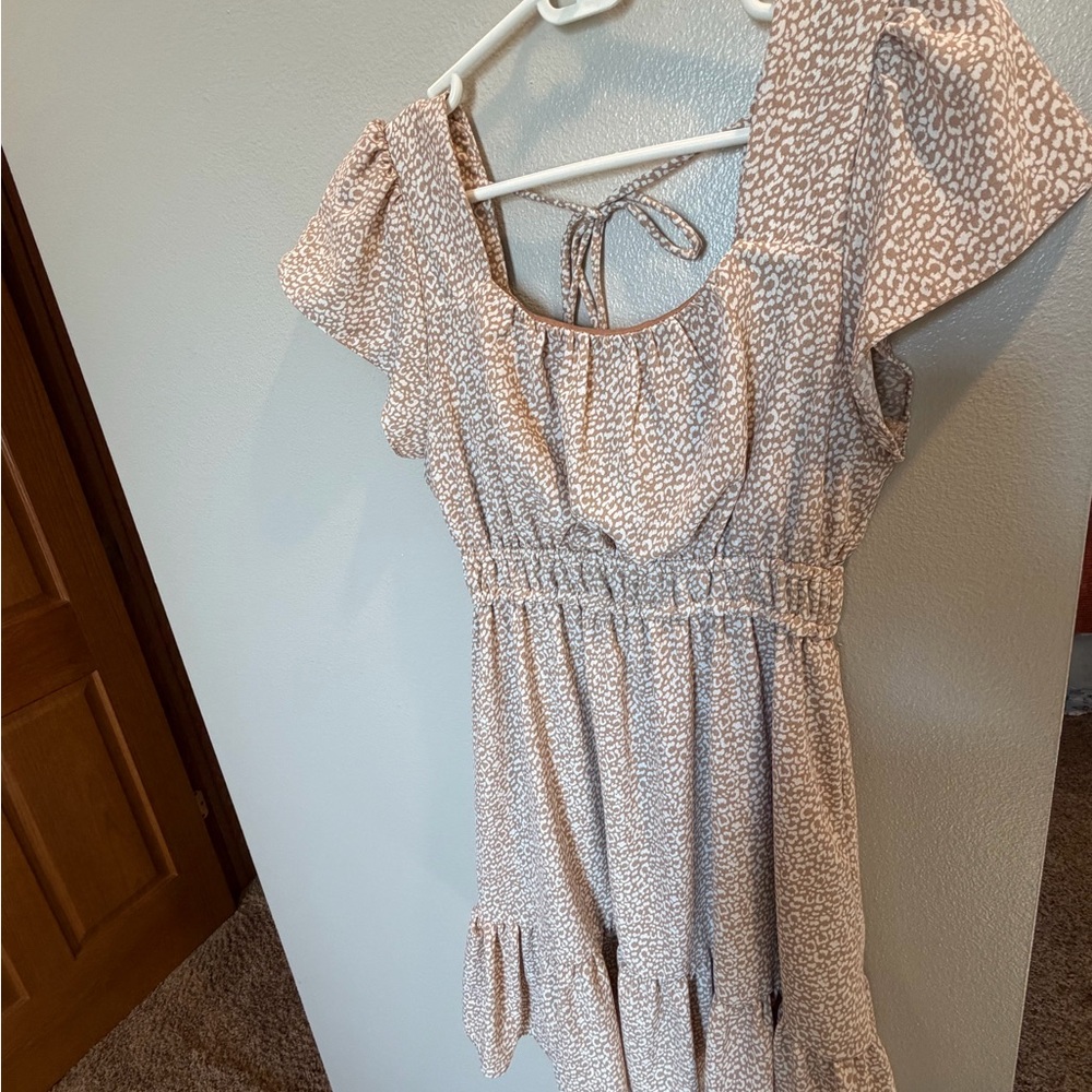 Altar'd State Beige Animal Print Mini Dress